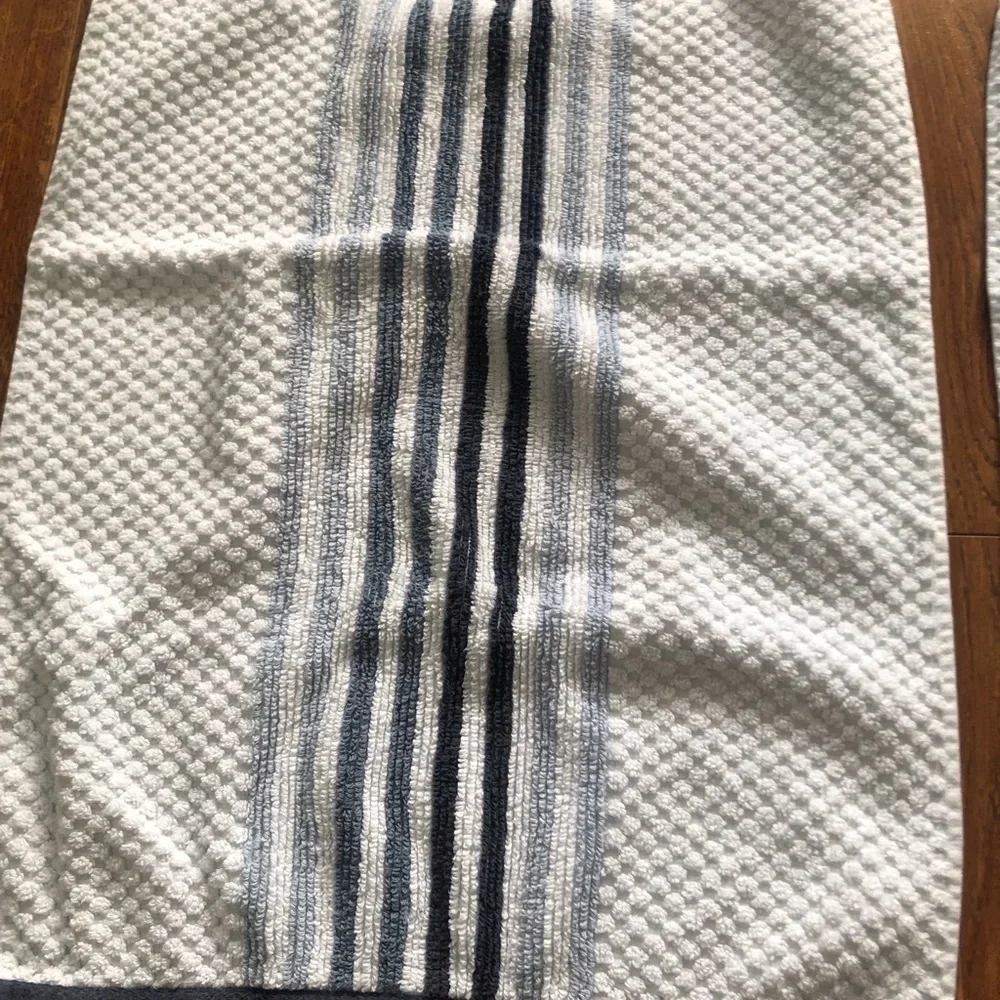 White & Blue striped hand towels set of 2